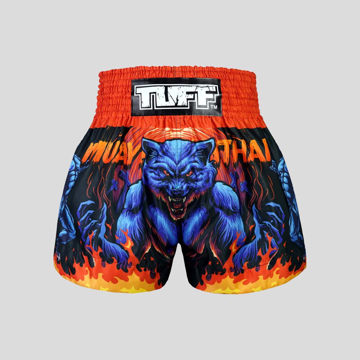 Tuff Sport MS683 Midnight Werwolf Muay Thai Shorts Schwarz/Orange