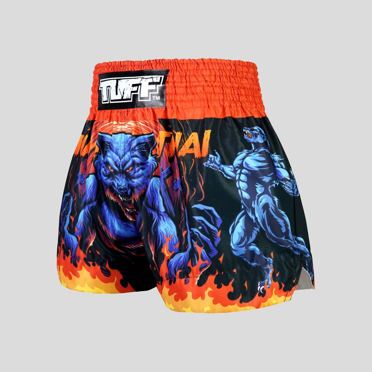 Tuff Sport MS683 Midnight Werwolf Muay Thai Shorts Schwarz/Orange