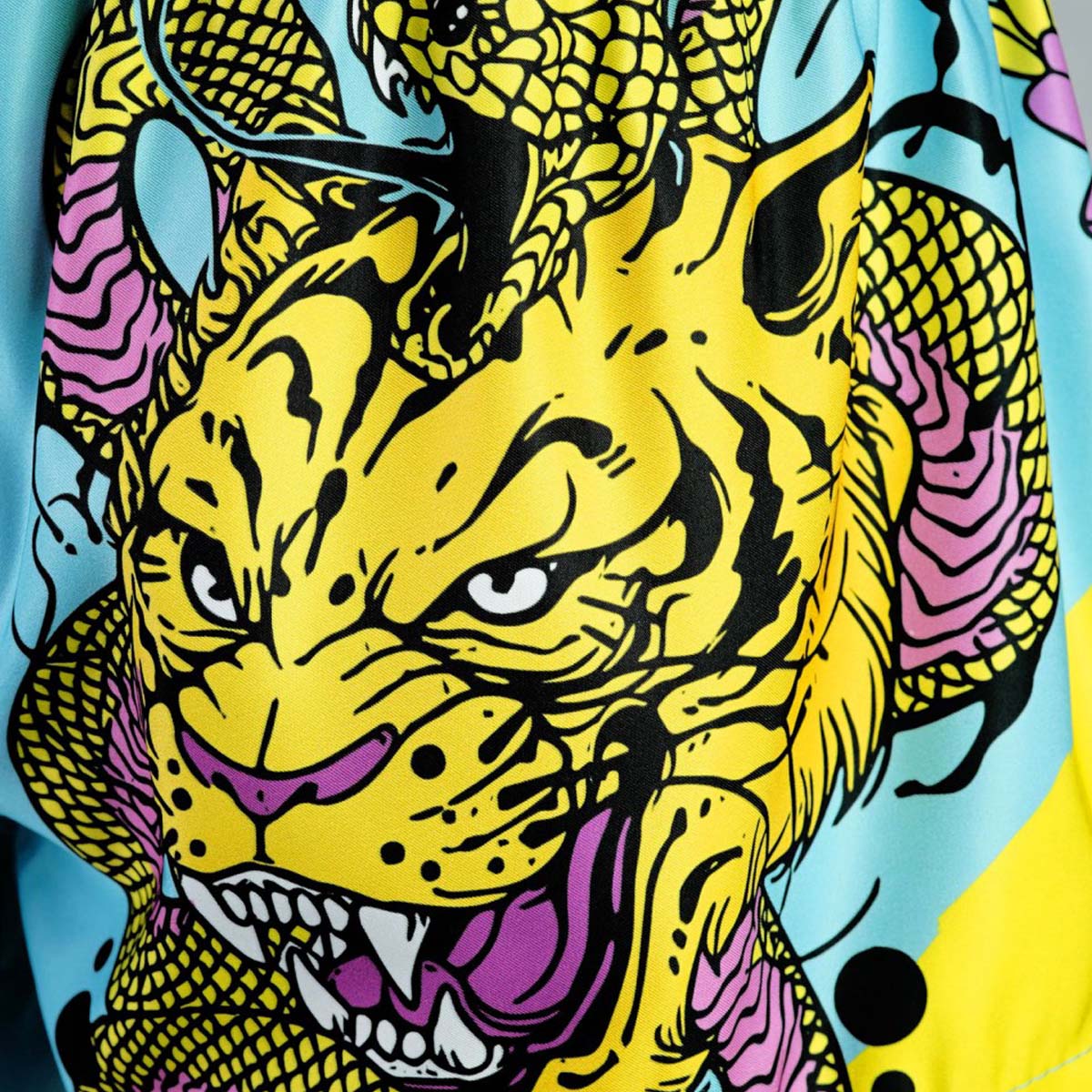 Tuff Sport MS685 Tiger og Python Muay Thai Shorts Blue/Yellow