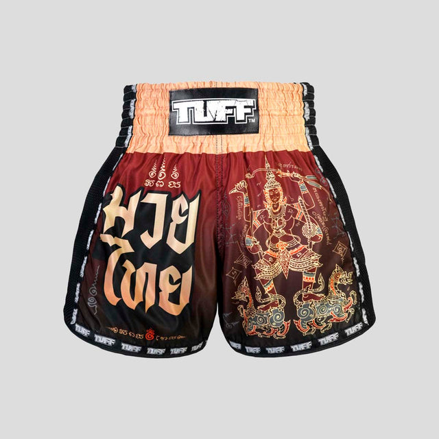 TUFF Sport MSC101 Yant Narai Muay Thai Shorts Brown
