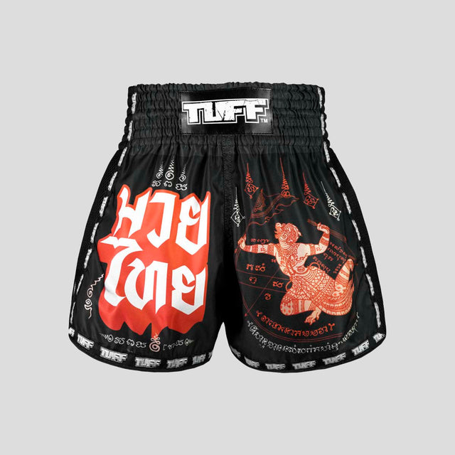 TUFF Sport MSC102 Hanuman Flying Muay Thai Shorts Black