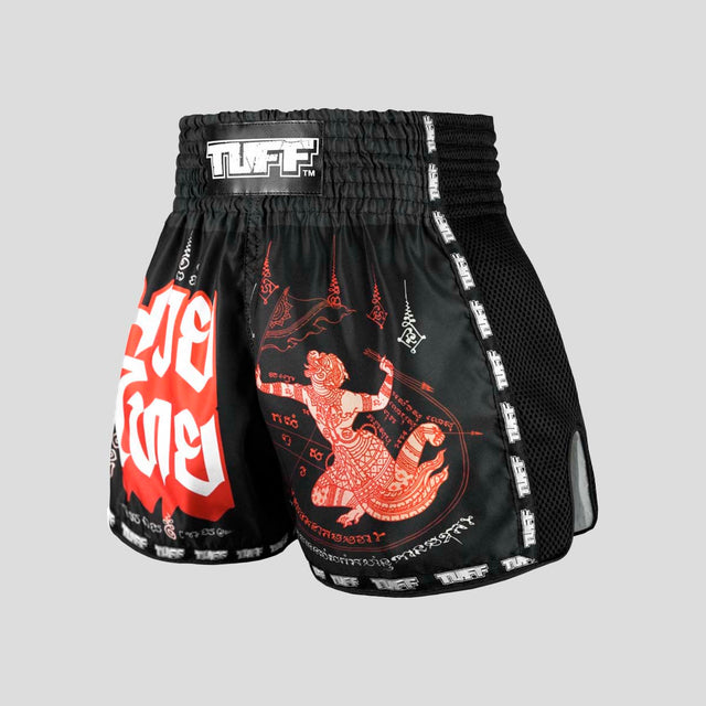 TUFF Sport MSC102 Hanuman Flying Muay Thai Shorts Black