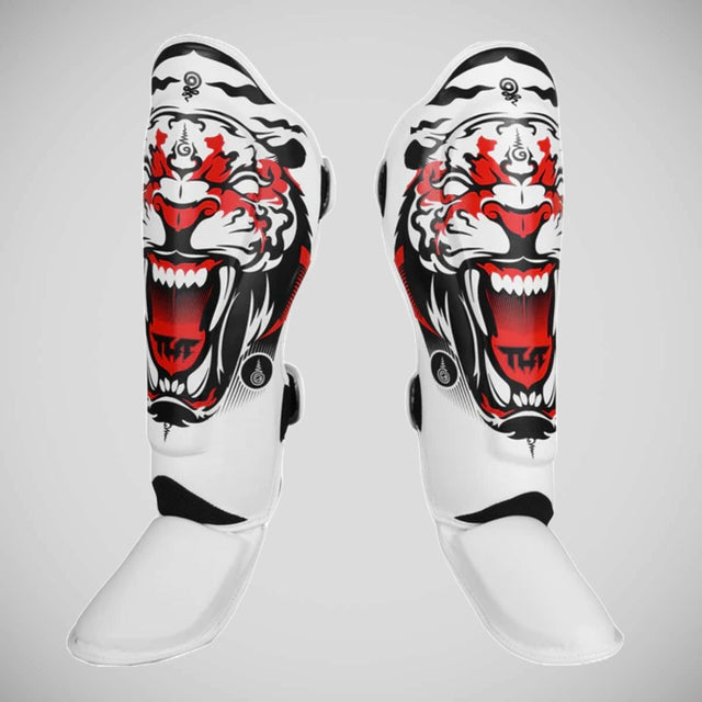TUFF Sport White Tiger Muay Thai Shin Pads