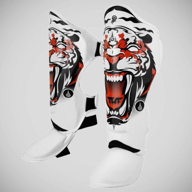 TUFF Sport White Tiger Muay Thai Shin Pads