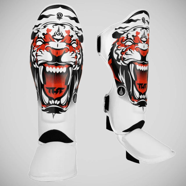 TUFF Sport White Tiger Muay Thai Shin Pads