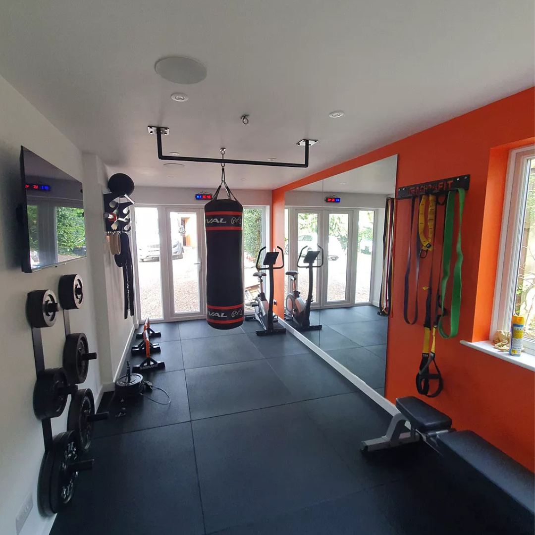 Sprung 20mm PRO Rubber Gym Floor Tiles - Smooth Top - Black