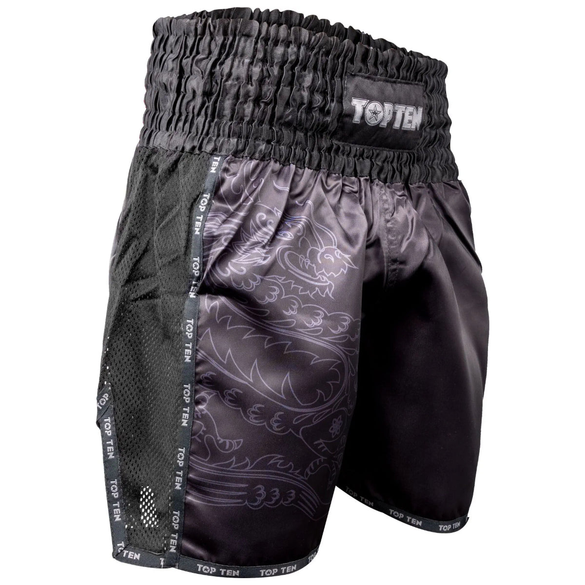 Top Ten Shorts de kickboxing de dragão preto/preto