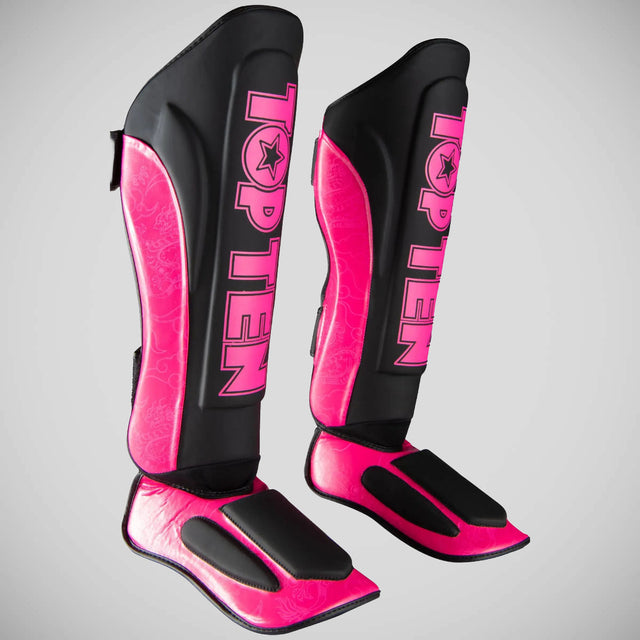 Top Ten Dragon Shin and Instep Guard Black/Pink