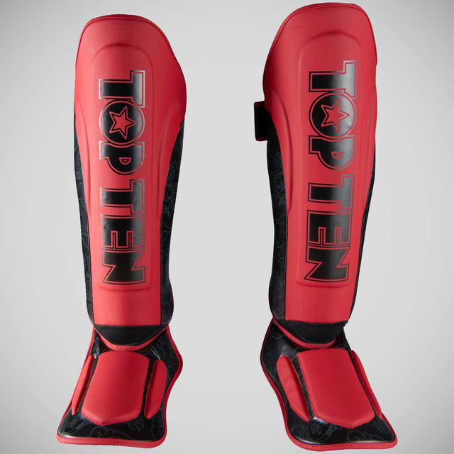 Top Ten Dragon Shin and Instep Guard Red/Black