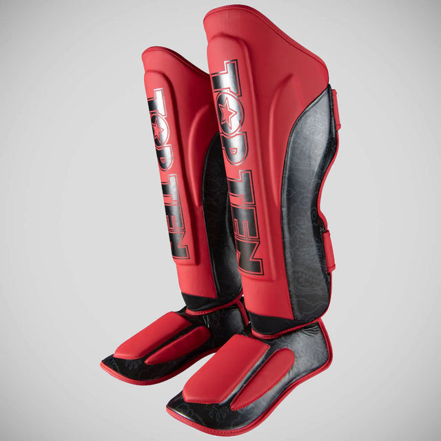 Top Ten Dragon Shin and Instep Guard Red/Black