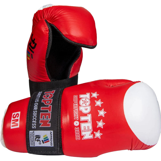Top Ten Open Hand Superfighat ITF Gloves Red