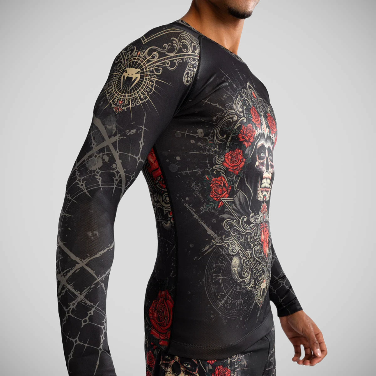Venum Santa Muerte 5.0 Long Sleeve Rash Guard Black/Gold
