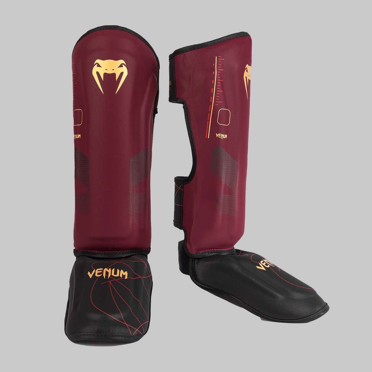 Venum Tactical XT Shin Guards Black/Burgundy/Gold