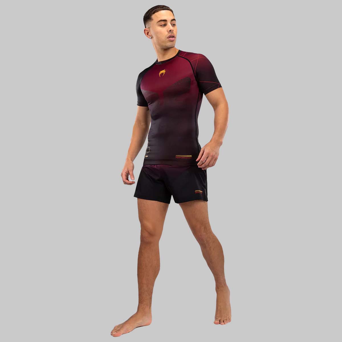 Venum Tactical XT с коротким рукавом Rash Guard Black/Burgundy/Gold