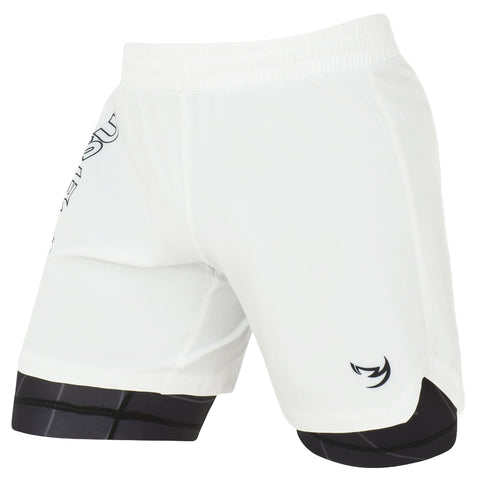 White/Black Fumetsu Icon Dual Layer Fight Shorts