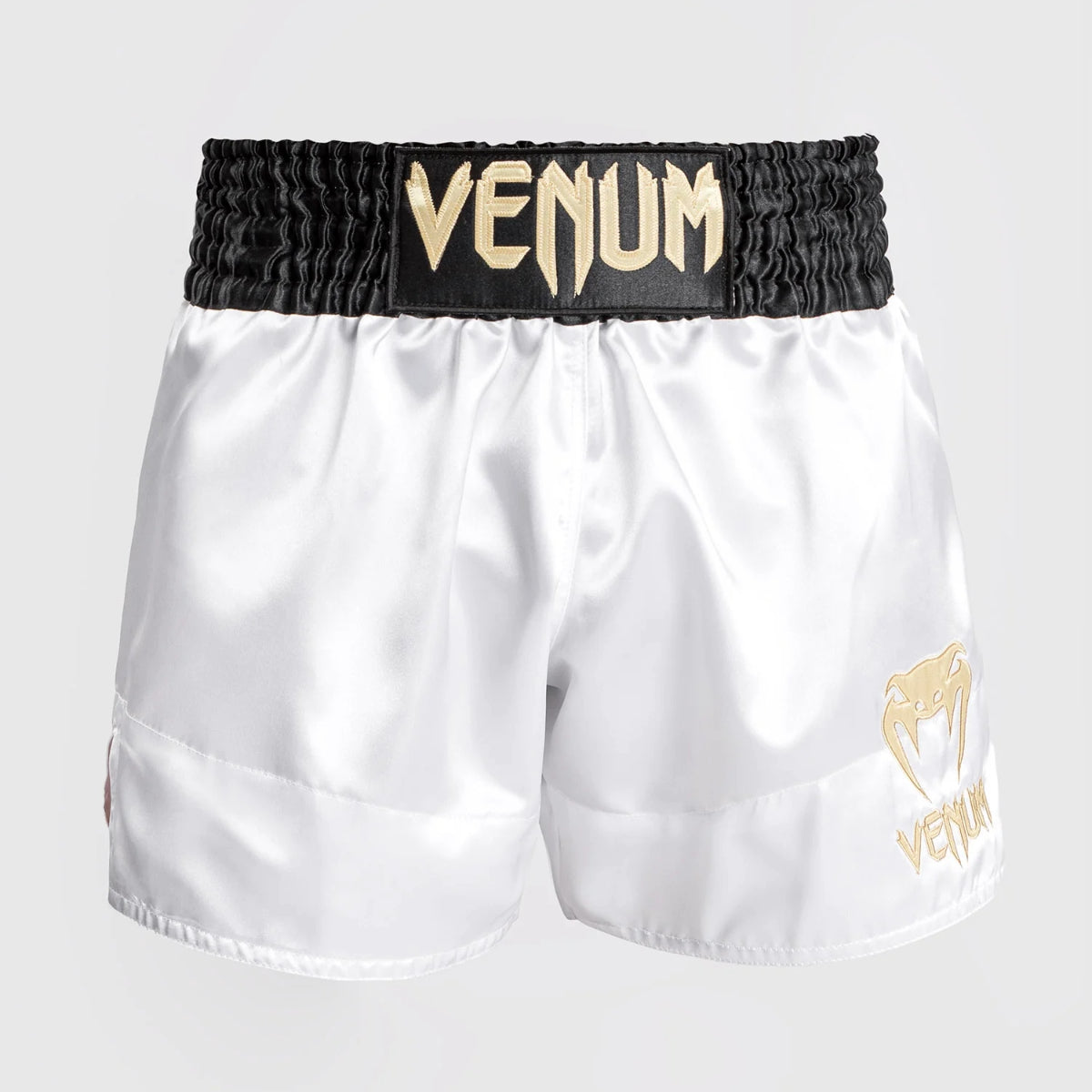 Venum Klassische Muay Thai Shorts Weiß/Schwarz/Gold