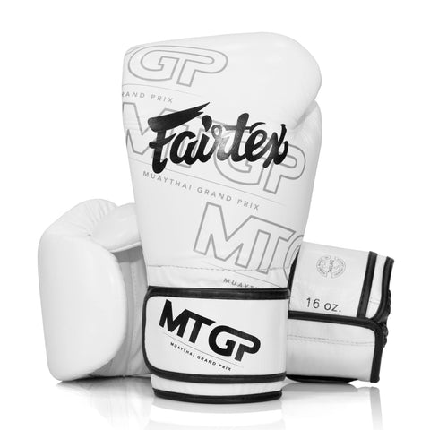 White Fairtex X MTGP Velcro Boxing Gloves