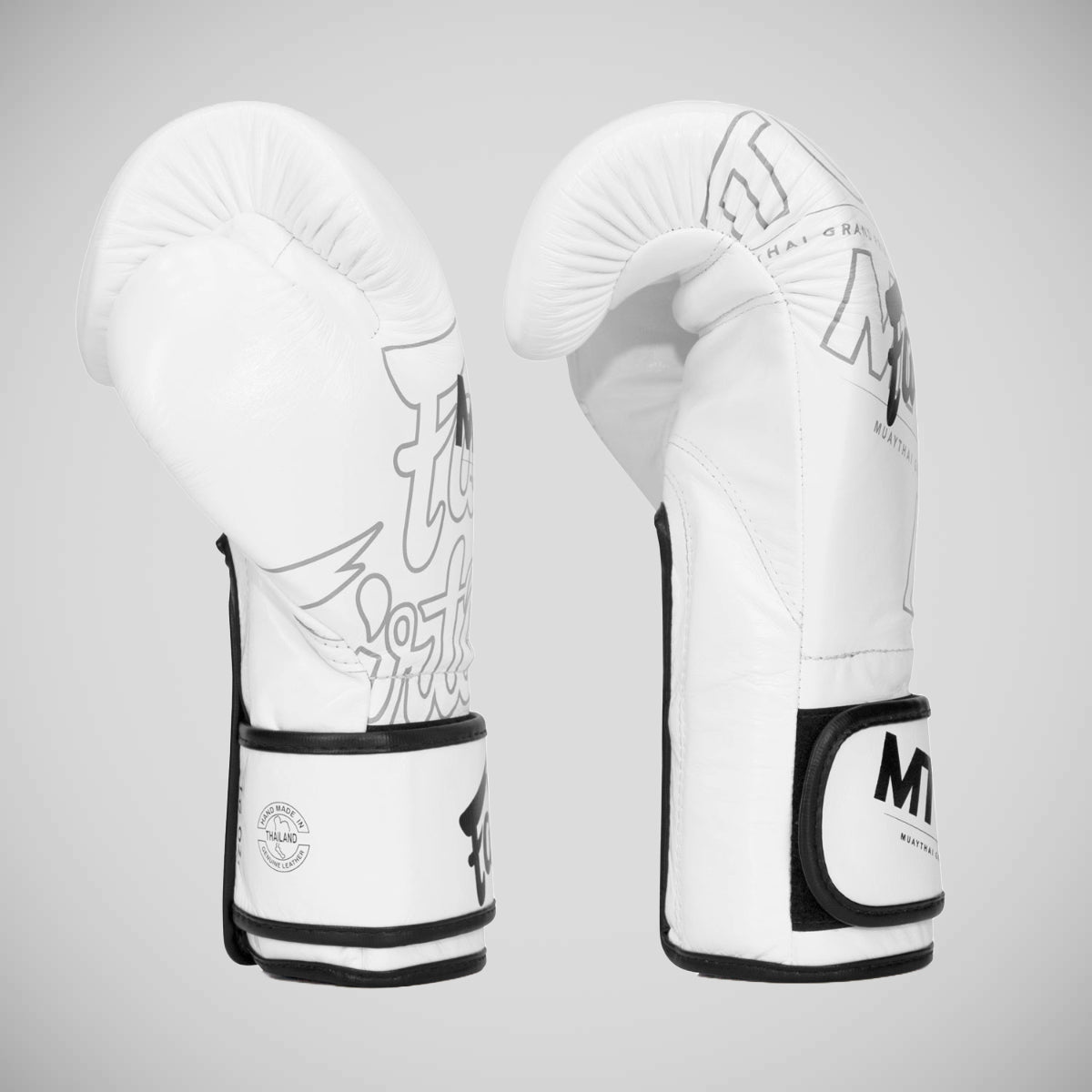 Fairtex X MTGP kanca ve döngü sabitleme boks eldivenleri beyaz