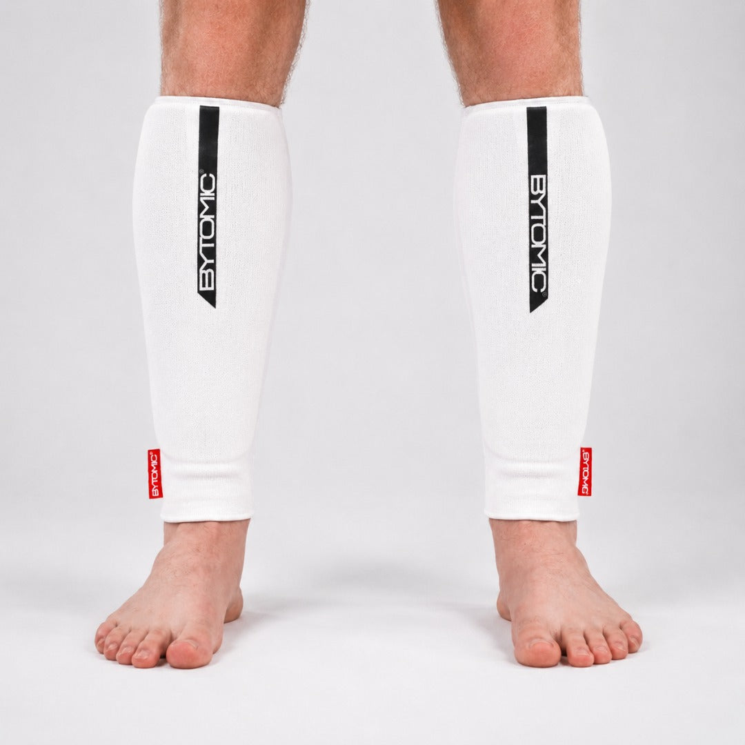 Bytomic Red Label Elasticated Shin Guards White/Black