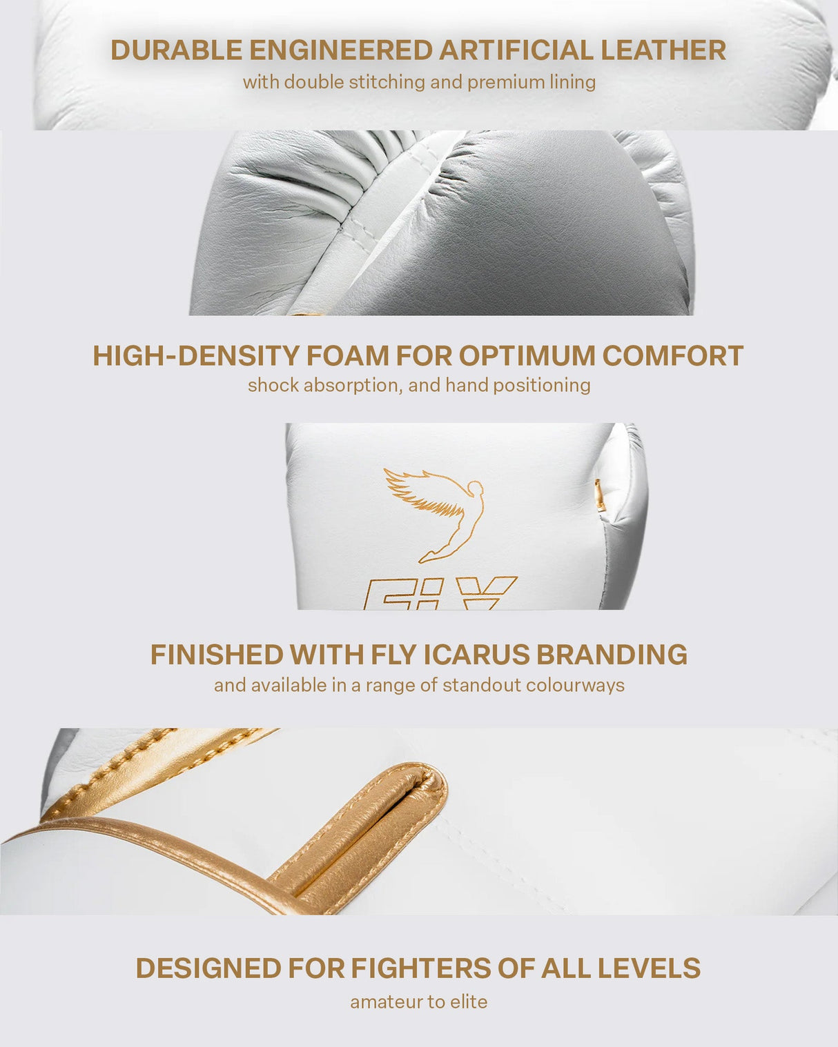 Fly Superloop Pro X 2 Boxing Gloves White/Grey/Gold