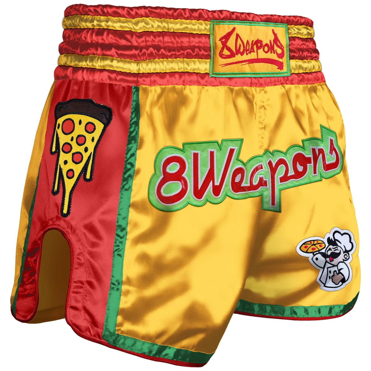 8 Weapons Muay Pizza Muay Thai Shorts Gelb