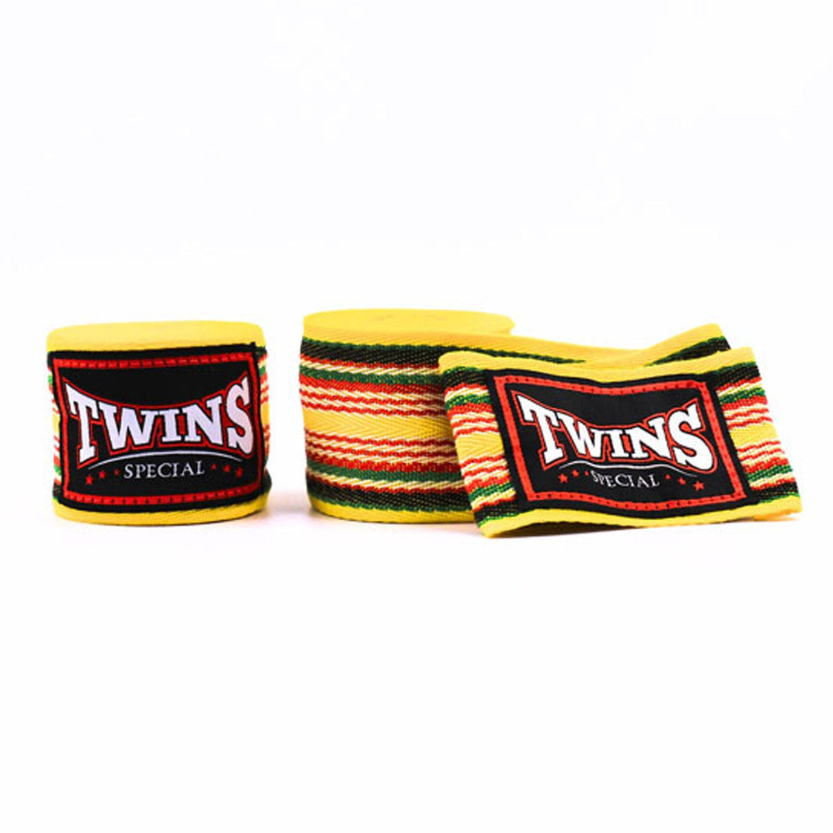 Twins Special CH2 Premium Cotton Hand Wraps Yellow Striped