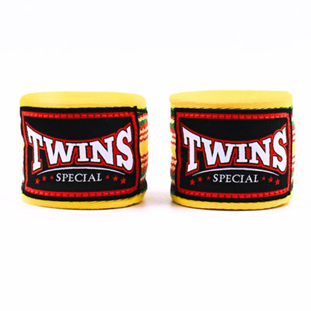 Twins Special CH2 Premium Cotton Hand Wraps Yellow Striped