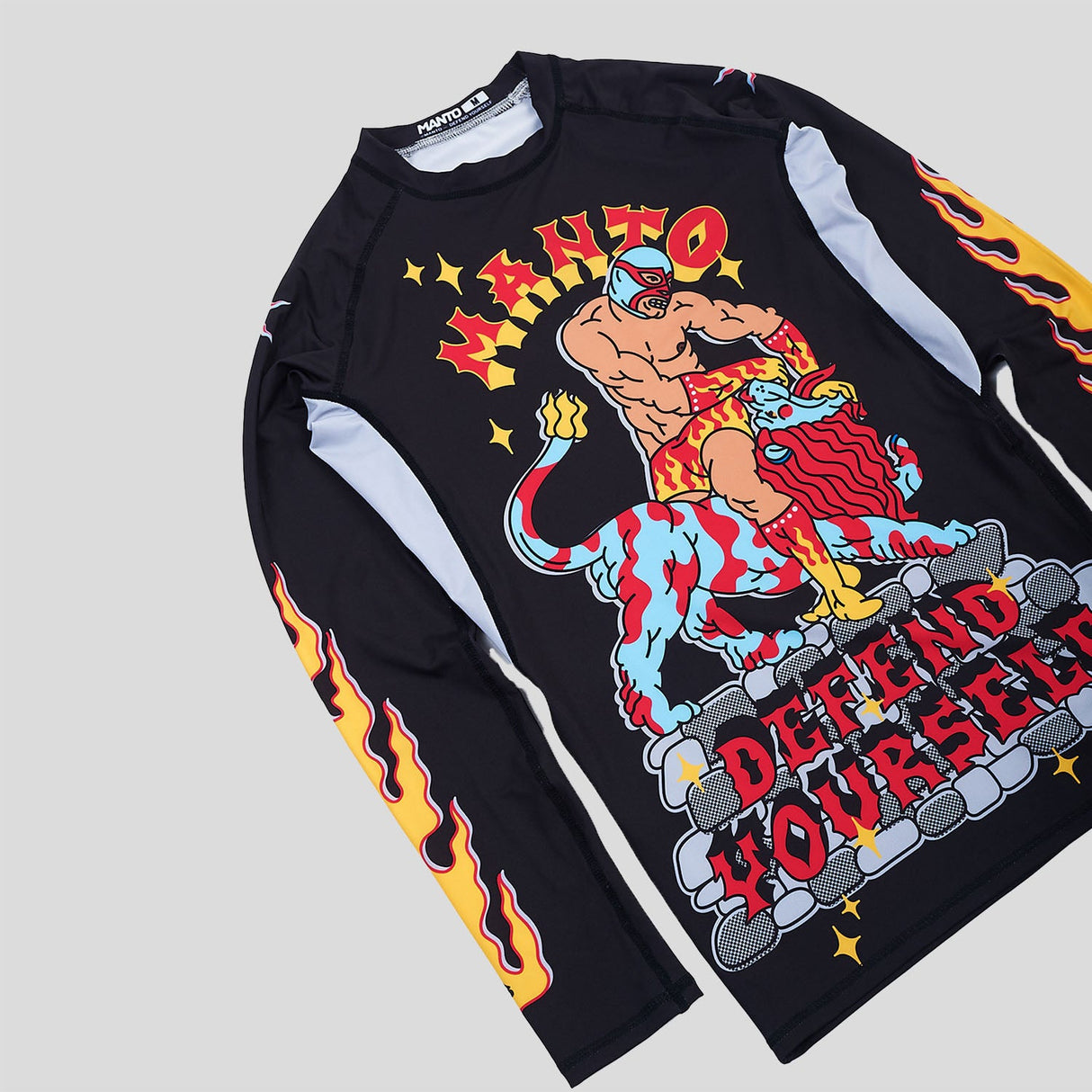 Manto Lutador de manga longa guarda precipitada preta