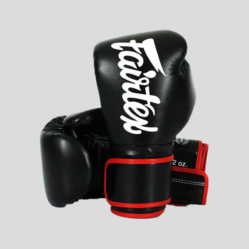 Fairtex BGV14 Microfibre Boxing Gloves Black (Red Trim)
