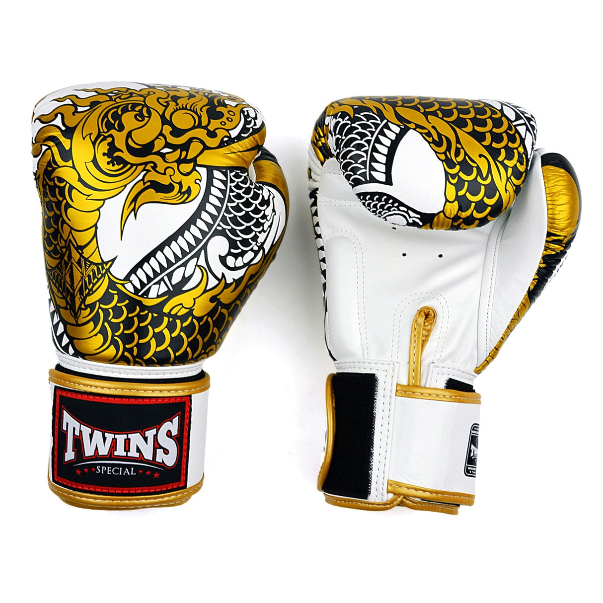 Twins Special FBGVL4-52 Boxing Gloves - Nagas White/Gold