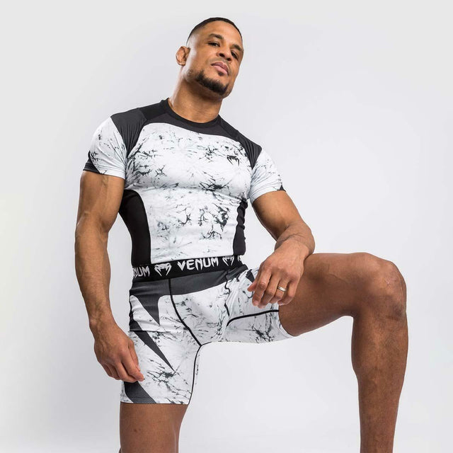 Venum G-Fit Marble Short Sleeve Rash Guard White/Black