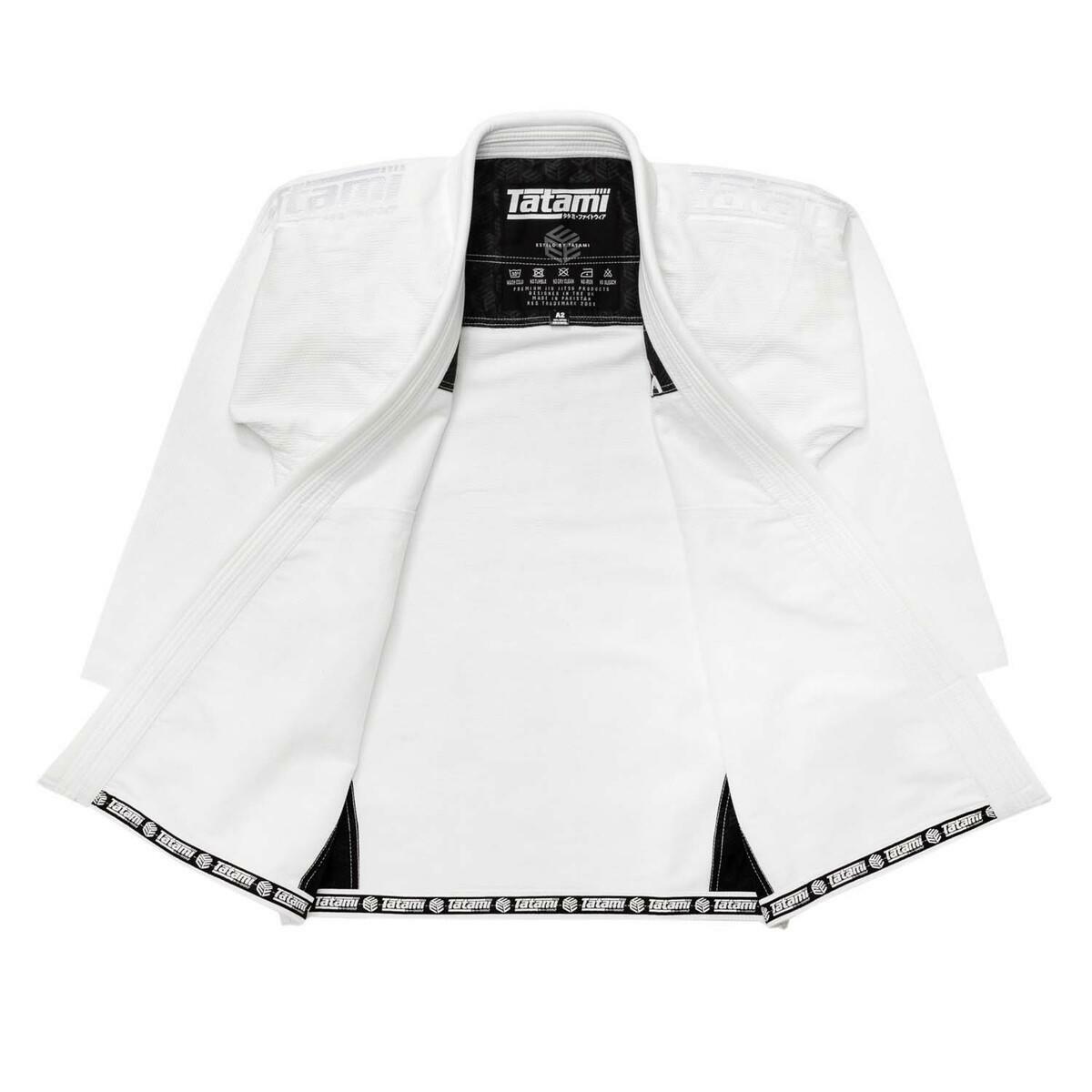 Weiß auf weißer Tatami Fightwear Estilo Black Label Mens Bjj Gi