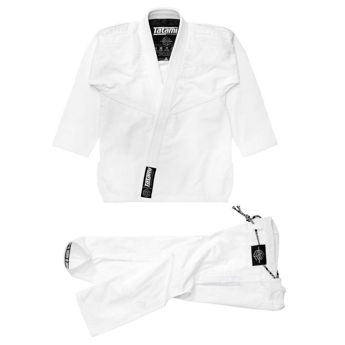Weiß auf weißer Tatami Fightwear Estilo Black Label Mens Bjj Gi
