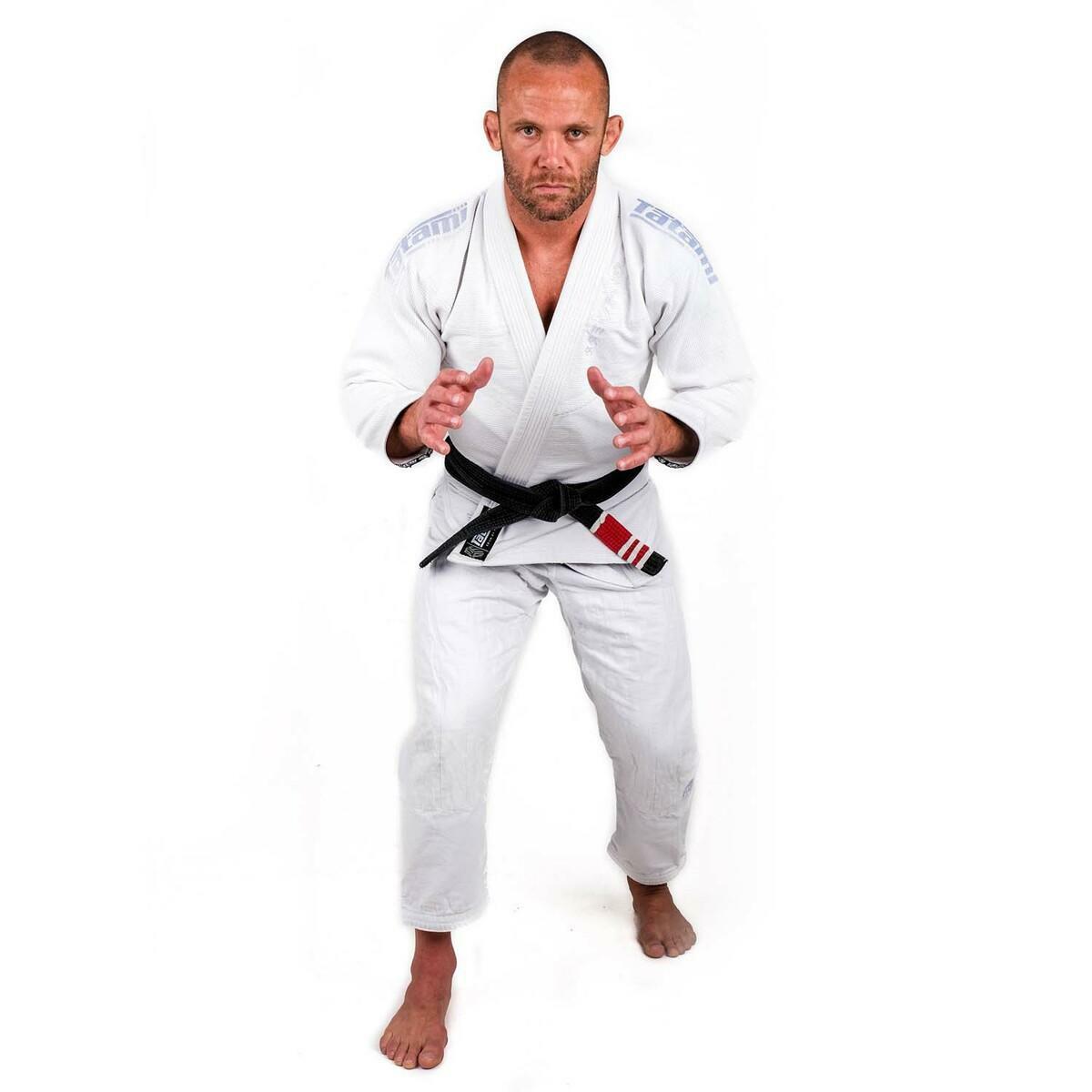 Weiß auf weißer Tatami Fightwear Estilo Black Label Mens Bjj Gi