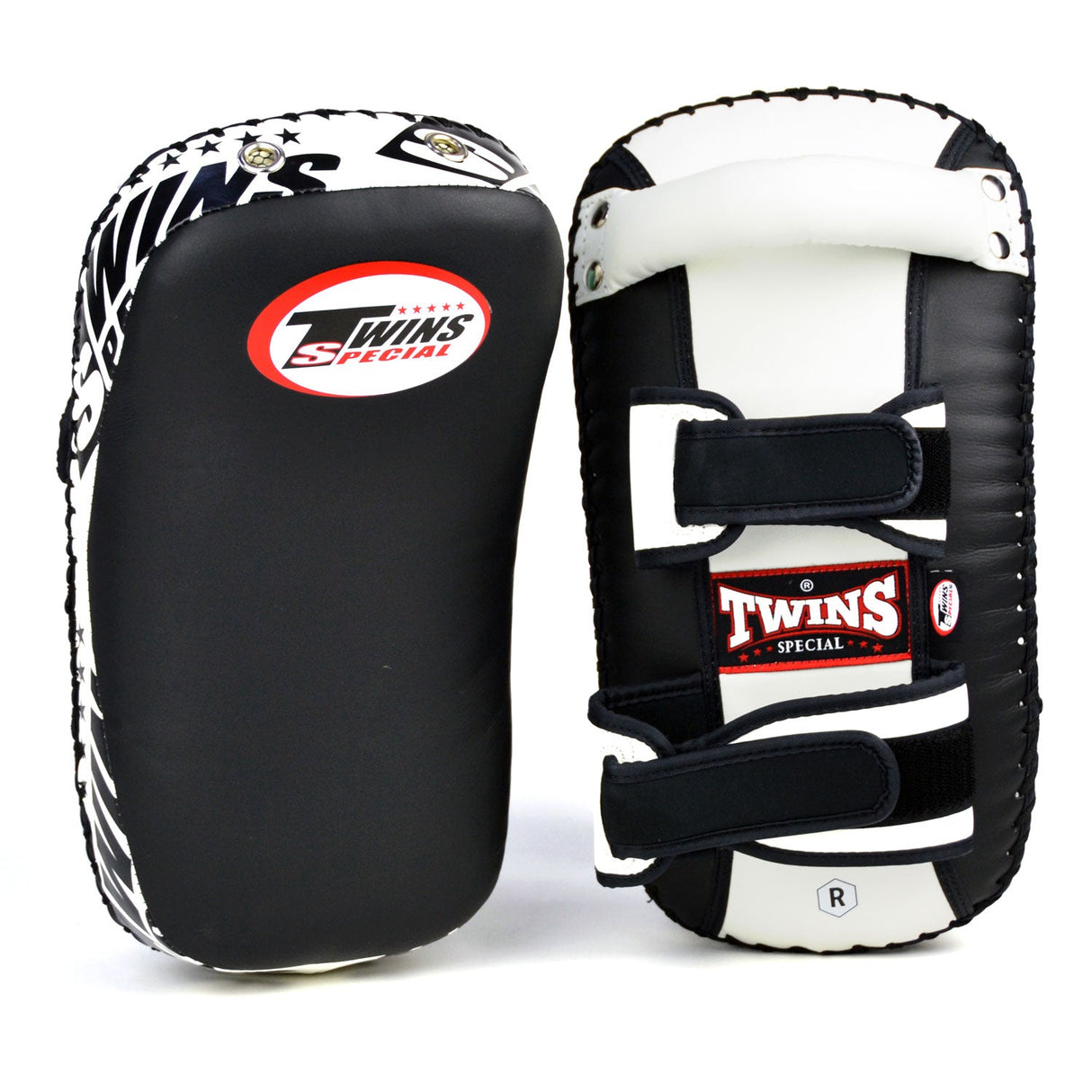 Twins Special KPS10 Lightweight Microfibre Thai Kick Pads Black-White
