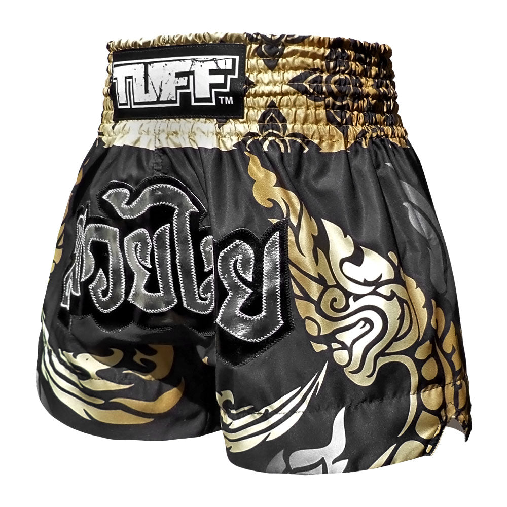 TUFF Sport MS631 Thai King Of Naga Muay Thai Shorts Black - back view