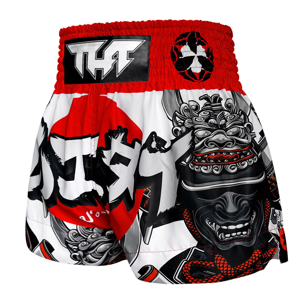 TUFF Sport MS659 The Samurai of Siam Muay Thai Shorts White - back view