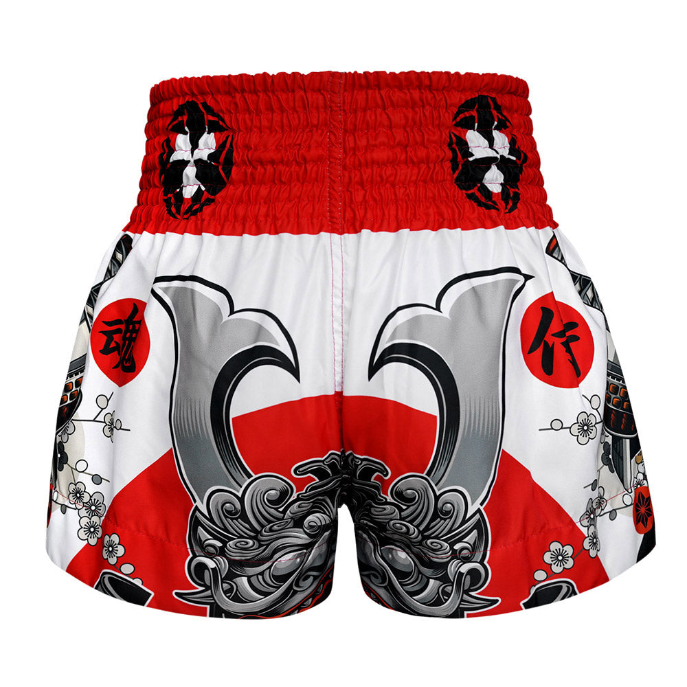 TUFF Sport MS659 The Samurai of Siam Muay Thai Shorts White - side detail