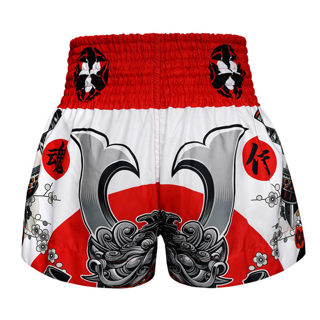 TUFF Sport MS659 The Samurai of Siam Muay Thai Shorts White - side detail