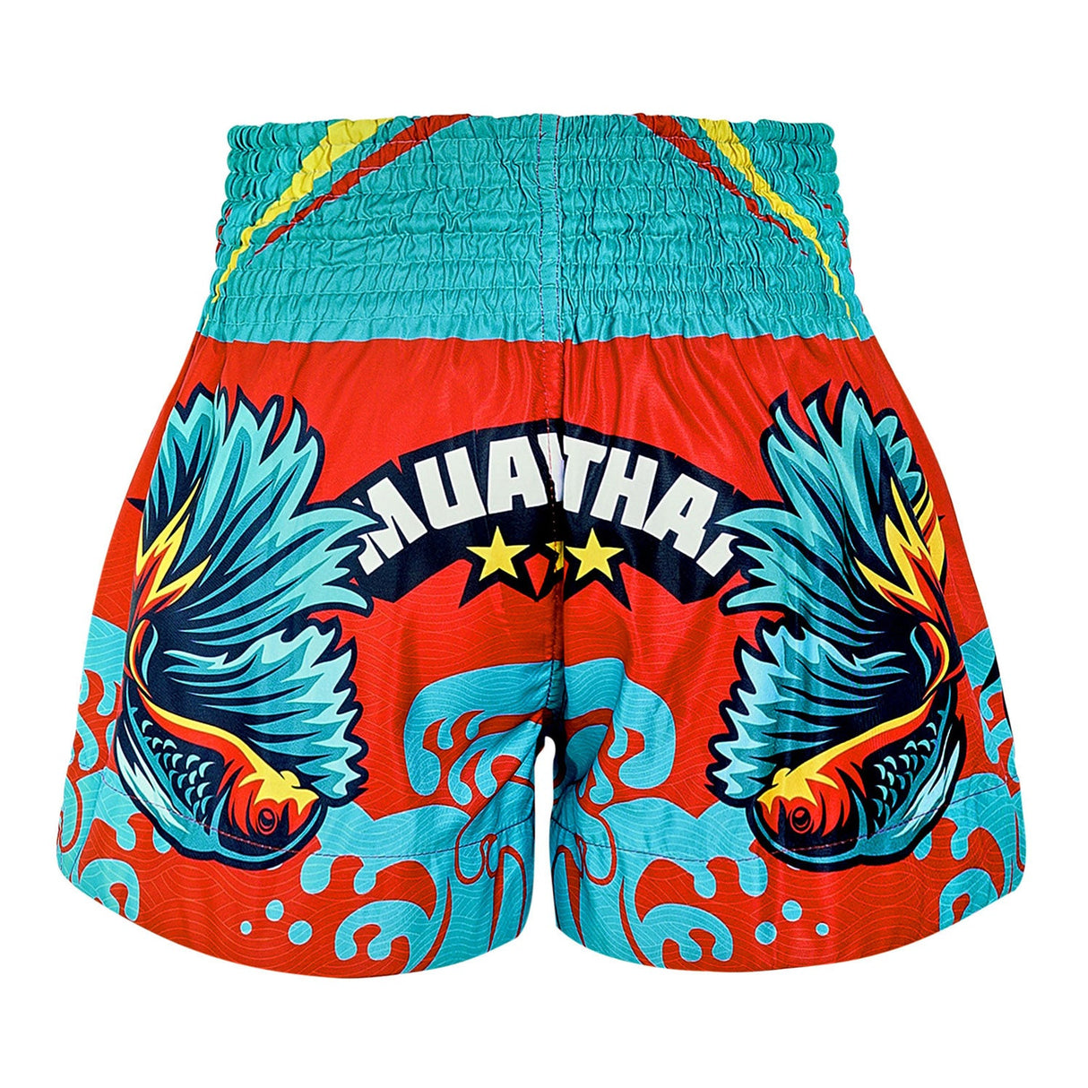 TUFF Sport MS672 The Half-Sun Light Muay Thai Shorts Red - side detail