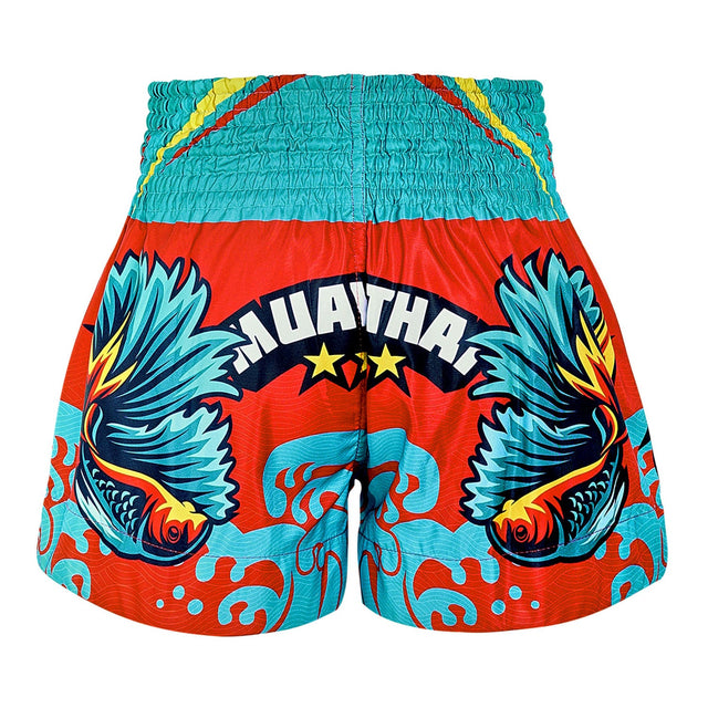 TUFF Sport MS672 The Half-Sun Light Muay Thai Shorts Red - side detail