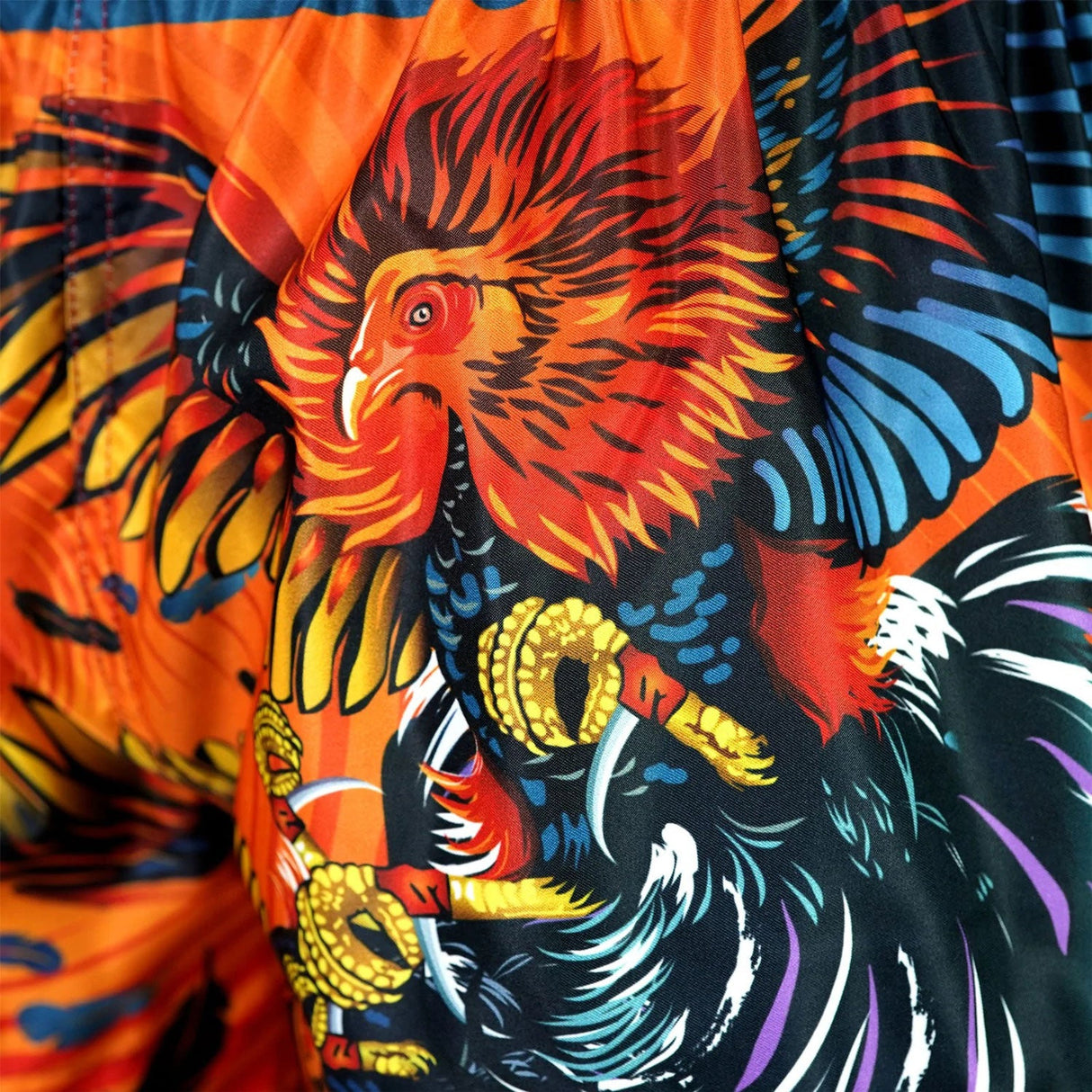 TUFF Sport MS676 Lethwei Rooster Muay Thai Shorts Orange - fit and cut detail