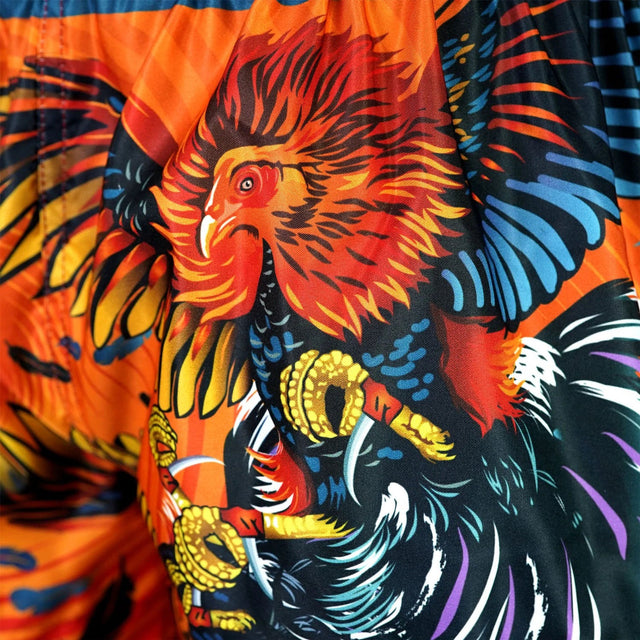 TUFF Sport MS676 Lethwei Rooster Muay Thai Shorts Orange - fit and cut detail
