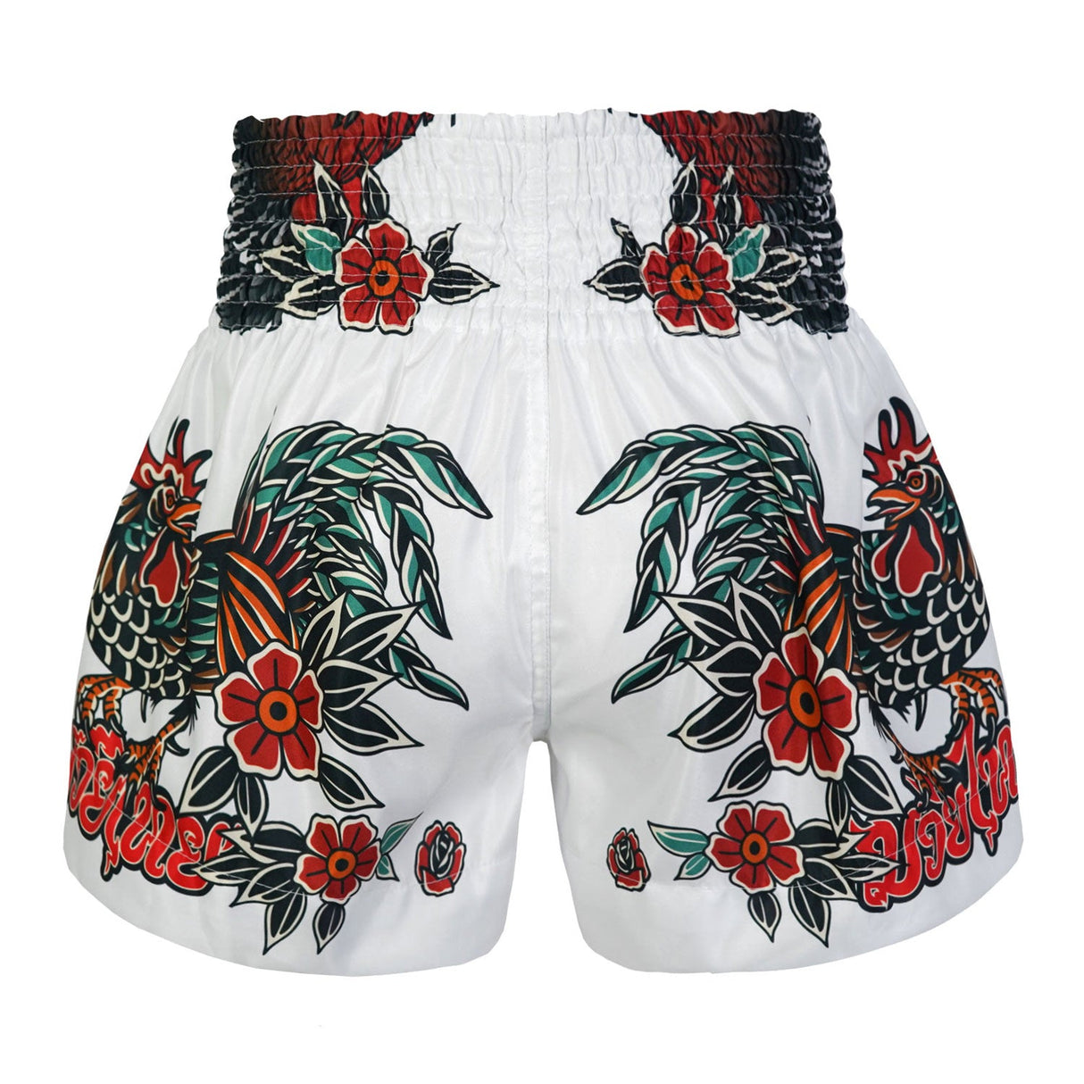 TUFF Sport MS677 Origin of Thai Rooster Muay Thai Shorts White - side detail