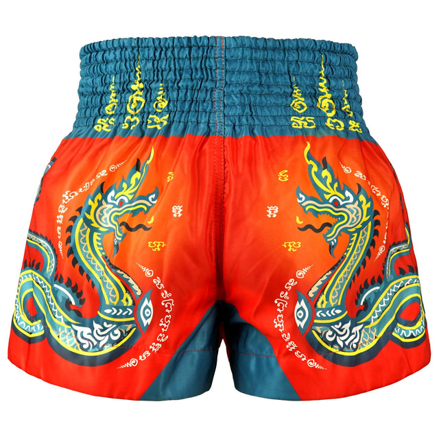 TUFF Sport MS687 The Emerald King Muay Thai Shorts Red - side detail