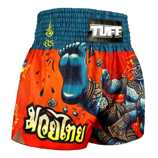 TUFF Sport MS687 The Emerald King Muay Thai Shorts Red - design close-up