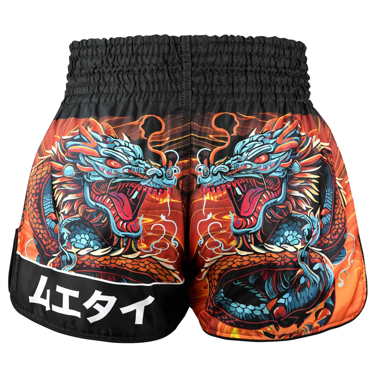 TUFF Sport RMS103 Seraphic Seiryu Samurai Saga Retro Muay Thai Shorts Orange - side detail