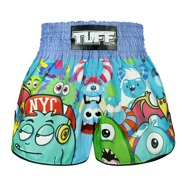 TUFF Sport RMS104 Kids Party Monster Muay Thai Shorts Blue - front view