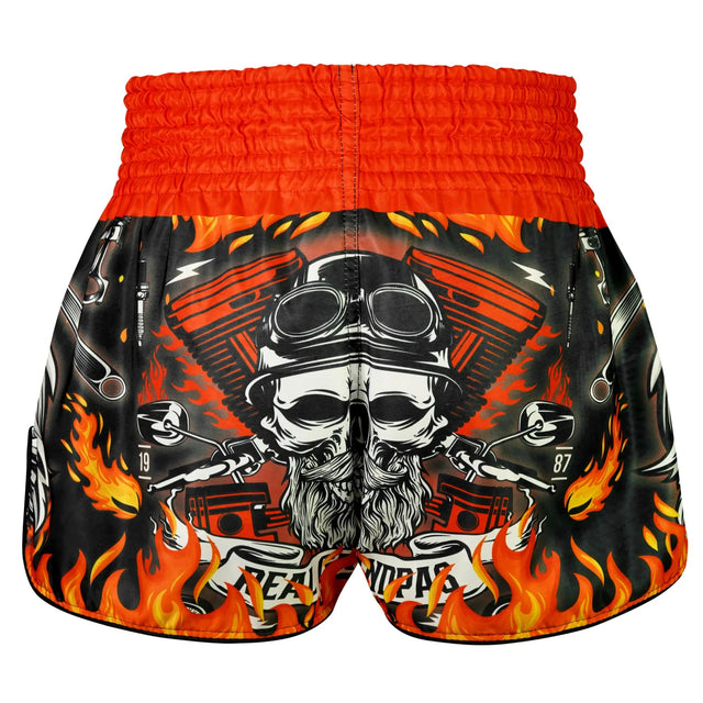 TUFF Sport RMS108 High-Cut Retro Graybeard and The Eagle Muay Thai Shorts Red - side detail