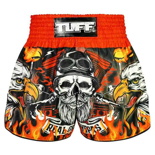 TUFF Sport RMS108 High-Cut Retro Graybeard and The Eagle Muay Thai Shorts Red - front view